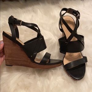 Cole Haan Black Leather Wedge Sandals sz. 6